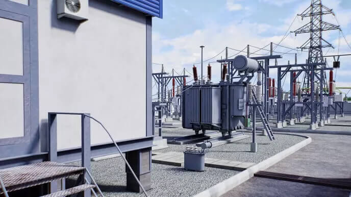 VR Training: High Voltage Electrical Substation Tour. Explore immersive VR simulations for electrical safety training. Experience XR training programs for high-voltage scenarios. Enhance skills in a virtual reality environment.